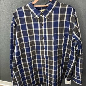 Blue and Gray Plaid Men's Shirt